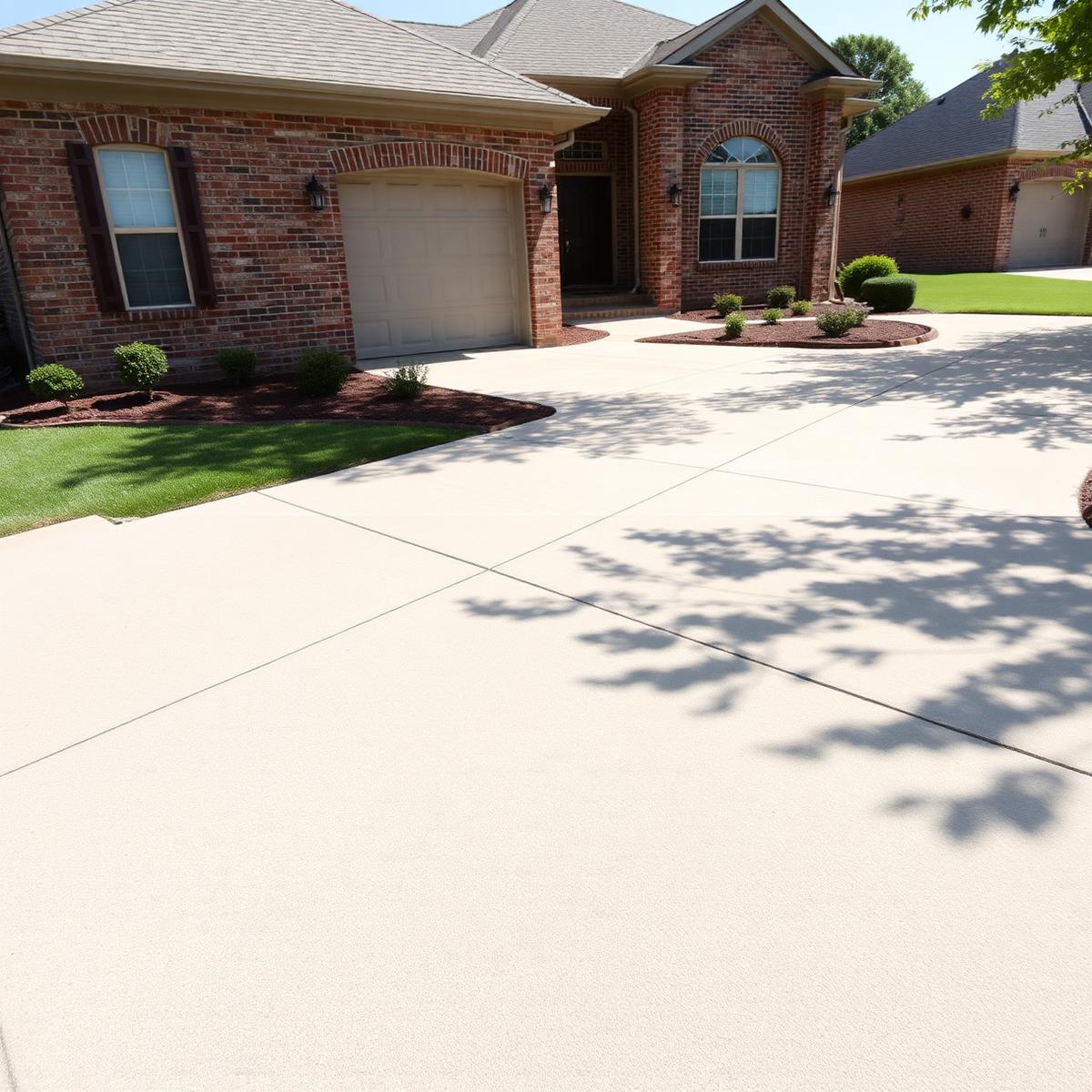 Same concrete driveway freshly pressure-washed to a clean light gray finish
